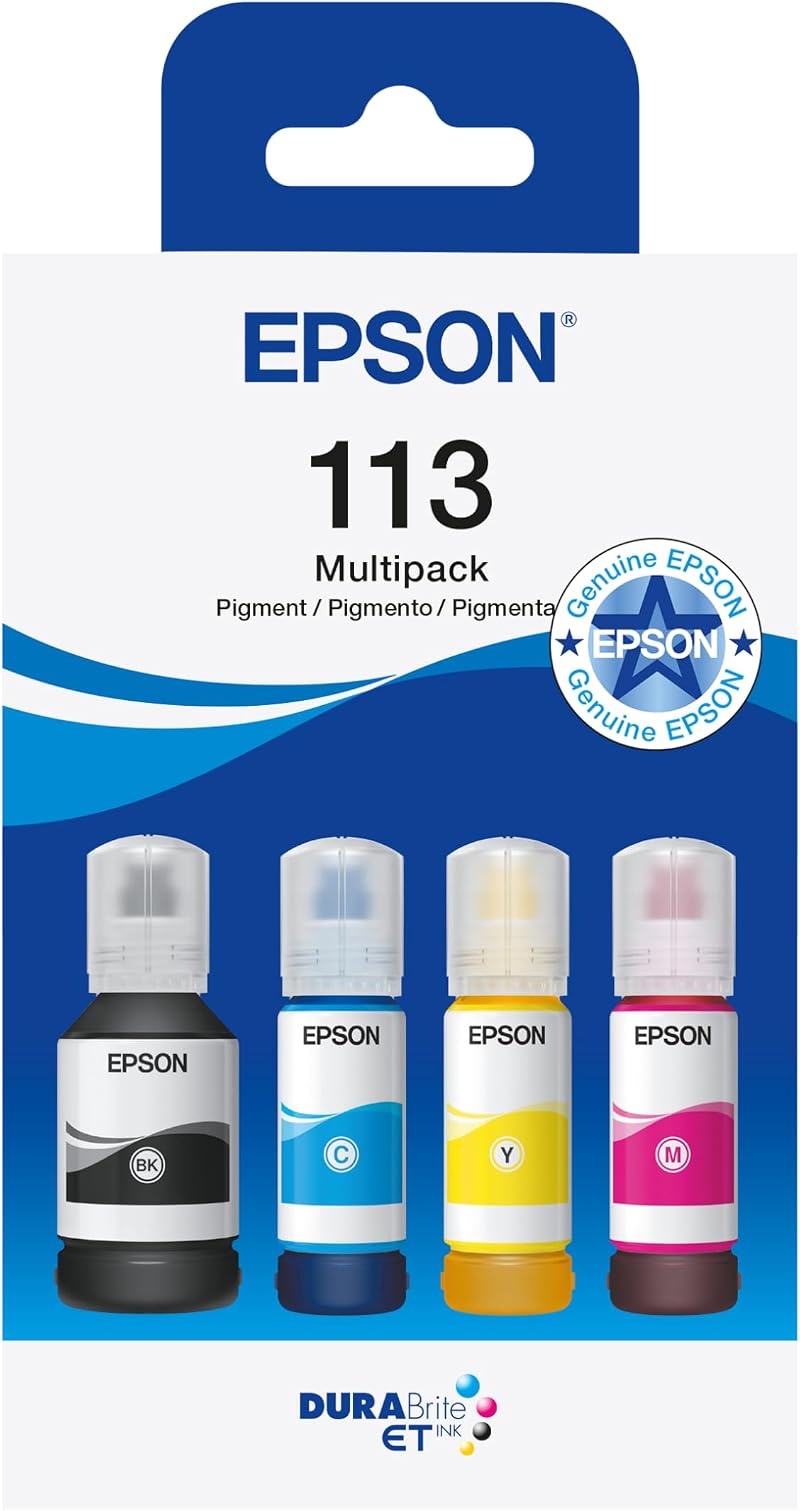 Epson EcoTank 113 Ink Bottles 4 Colour Multipack Black Cyan Magenta Yellow
