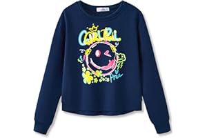 Serdomi Stylish Graffiti/New York Crop Sweatshirt for Little & Big Girls - Soft Long Sleeve Pullover Clothes Size 6-18