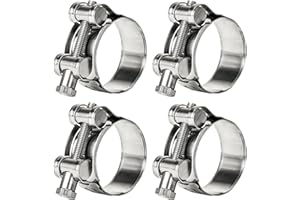 Sieqioor T-Bolt Hose Clamps 304 Stainless Steel (36-39mm 4-Pack) - Heavy Duty Adjustable Clamp for Automotive, Plumbing & Industrial Pipes - Corrosion Resistant, Secure Seal