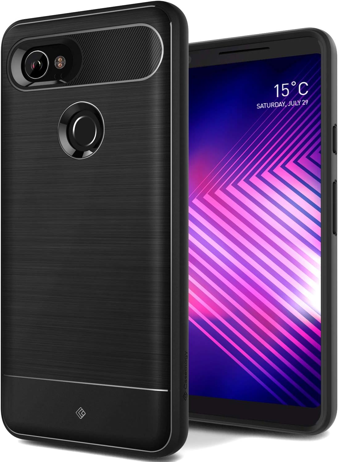 Caseology [Vault Series Google Pixel 2 XL Case - [Rugged Matte Finish] - Black