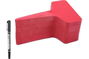 100 Pcs T-Type Plant Labels with a Gel Pen, Waterproof Nursery Plant Tags Plastic Garden Markers, Red, 6 x 10cm