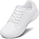 TUOTOM White Cheer Shoes for Girls Minimalist Wide Toe Box Lightweight Youth Cheer Competition Shoes Athletic Gymnastics Training Dance Sneakers