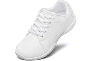TUOTOM White Cheer Shoes for Girls Minimalist Wide Toe Box Lightweight Youth Cheer Competition Shoes Athletic Gymnastics Training Dance Sneakers