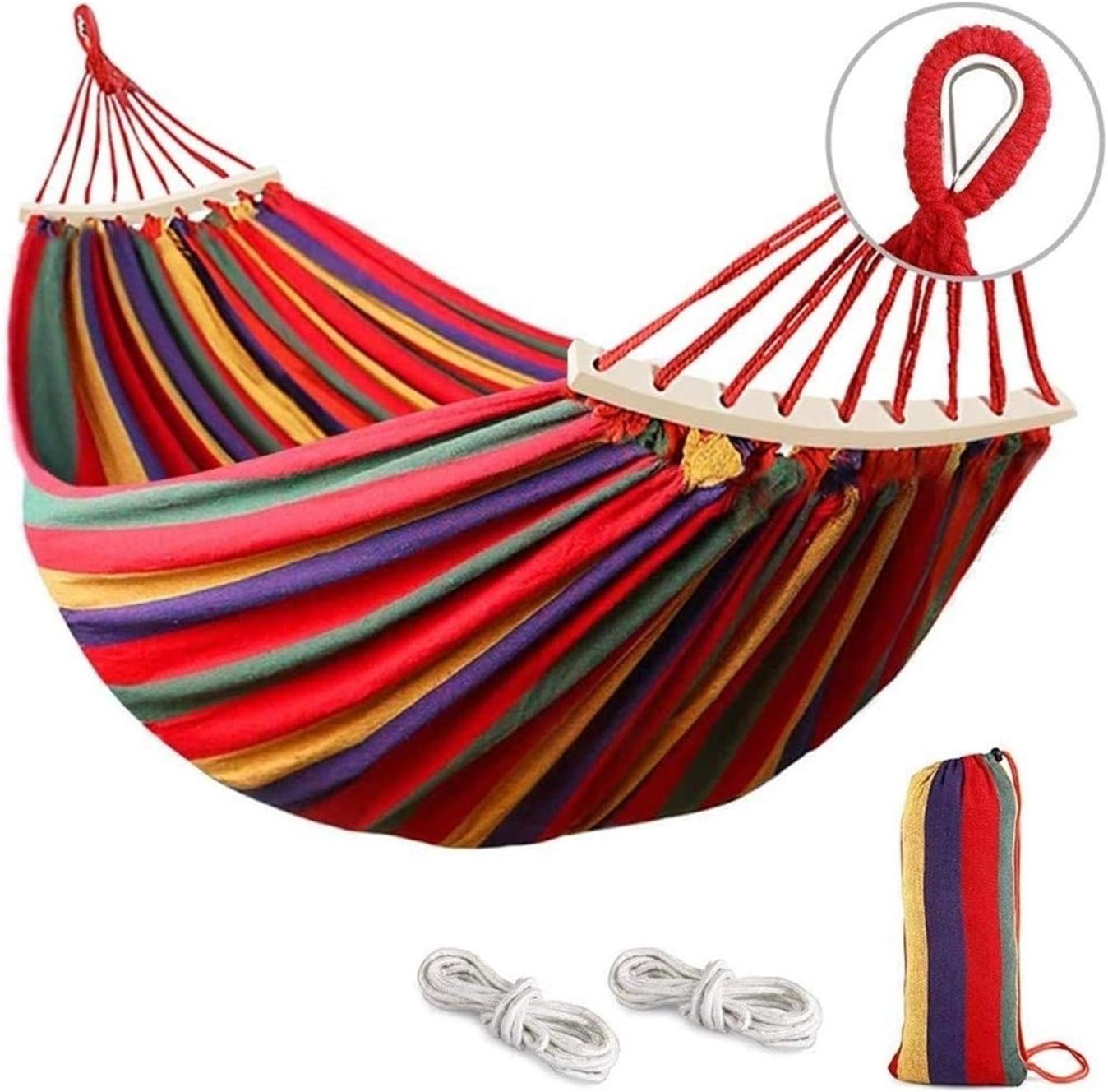 Hanging swing hammock Cotton Beach Hammock, Thickened Durable Canvas Fabric with