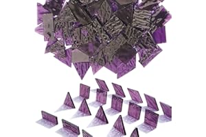 CHICSHIS 200G Oversize Transparent Glass Mosaic Tiles for Crafts, 4 Shapes Textured Cathedral Stained Glass Mosaic Pieces for Mosaic Art Decor, Violet Purple