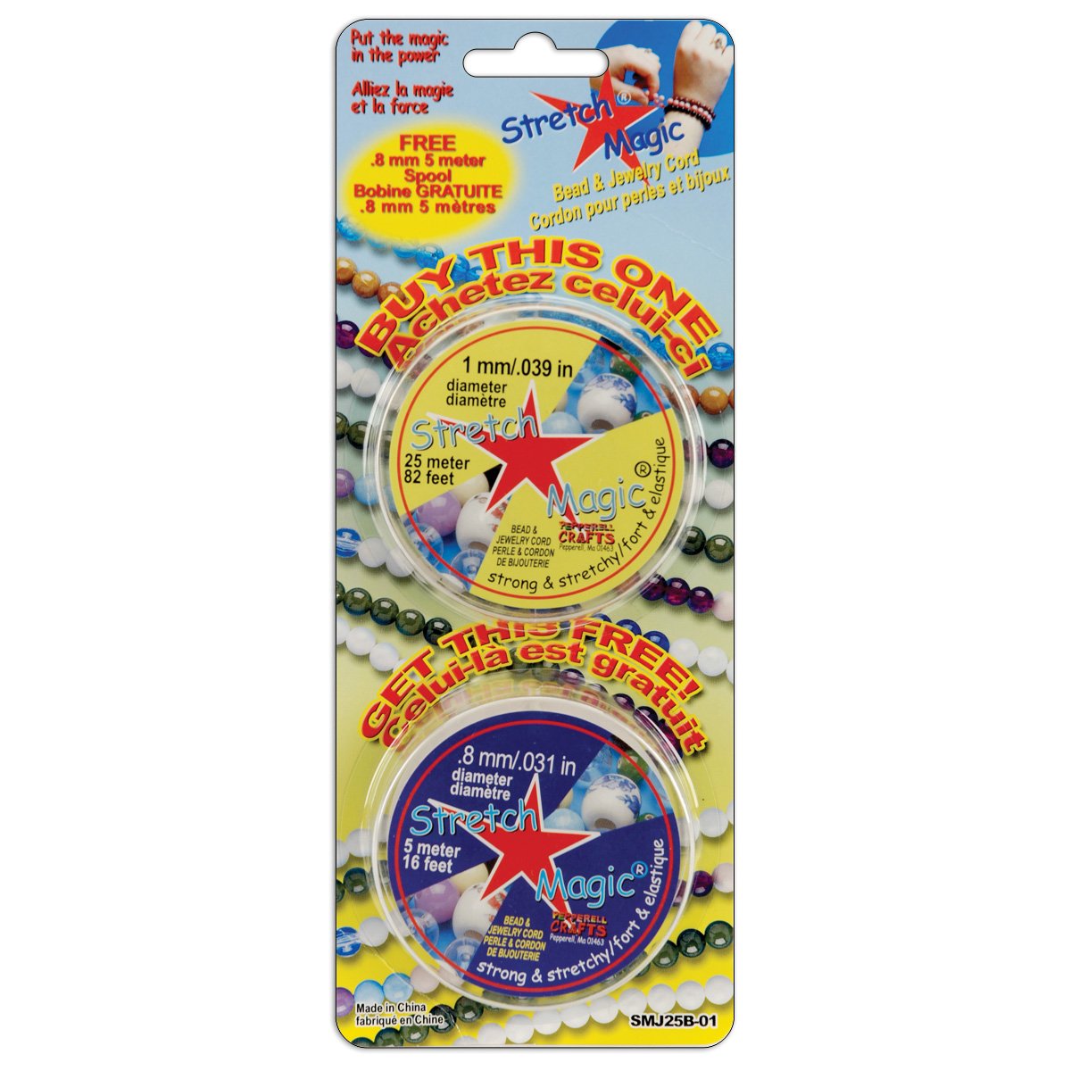 Pepperell SMJ25BO1 Stretch Magic Bead and Jewellery Cords 1 mm x 25 m and 0.8 mm x 5 m, Clear