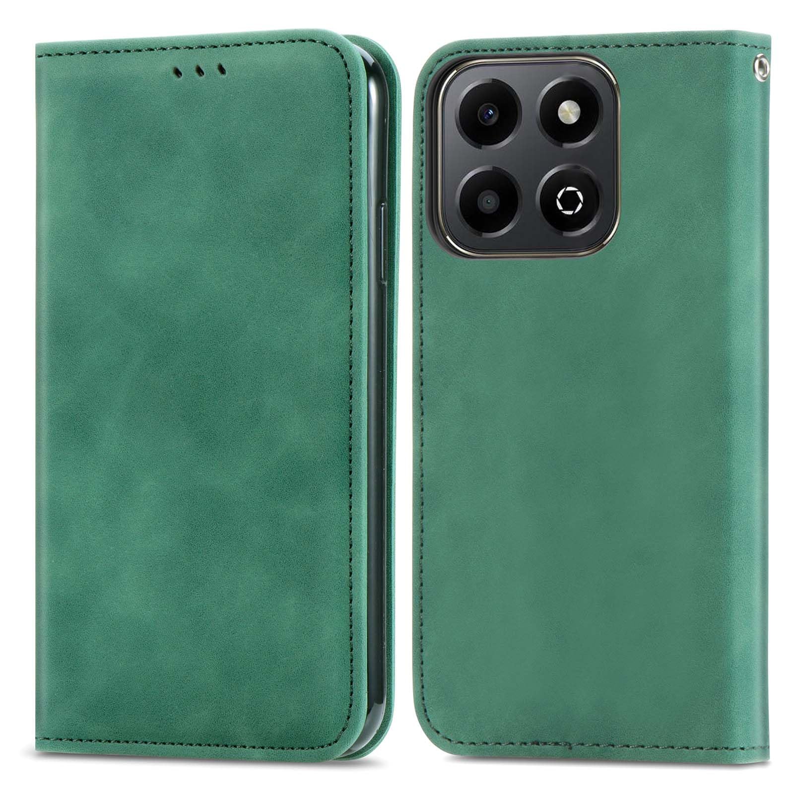 WBWONE Flip Case for Huawei Honor 200 Smart, Premium PU Leather Folio Wallet with [Card Holder][TPU Inner Shell] Shockproof Phone Case Cover, Green