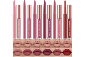 BestLand 12Pcs Matte Liquid Lipstick + Lip Liner Pens Set, One Step Lips Makeup Sets Pigment Velvety Nude Lip Stain Waterproof Long Wear Lip Gloss Make up Gift Set (Set B)