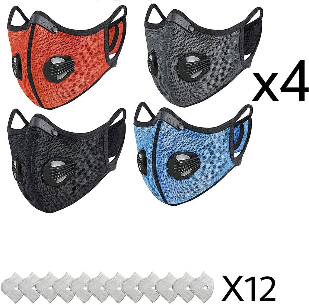 4 Pcs Reusable Mouth Face Protective Cover Face Unisex Mouth Guard Anti Dust Facial Shields Dustproof Breathable Face Guard Safety Protection Half Facepiece for Adults Men Women Cycling Hiking Sking