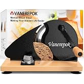 vanerepok Manual Bread Slicer Adjustable Thickness for Homemade Sourdough | Hand Crank Bread Cutter with Scale &amp; Stable Suction Cups &amp; Wood Base for Even Slicing Perfect Baking Gift for Home Bakers