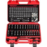 29-Piece 1/2" Drive Impact Socket Set, SAE (3/8 to 1 inch) and Metric (10-24mm) Sizes with Extension Bars Standard Deep Socket Set CR-V Material High Durability Impact Wrench