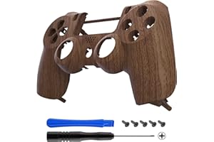 eXtremeRate Brown Wood Grain Patterned Custom Faceplate Cover, Replacement Front Housing Shell Case Compatible with ps4 Slim 