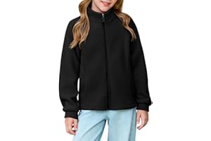 Haloumoning Girls Polar Fleece Jacket Kids Full Zip Lightweight Fall Winter Coat Outerwear with Pockets 5-14 Years