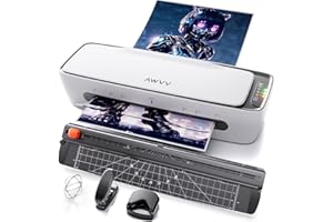 AWVV laminator, 6in 1 laminator Machine, 9 Inch A4 Laminating Machine, Desktop Thermal Laminator Never Jam 15 Laminating Pouches, Paper Trimmer and Corner Rounder, 1Min Fast Warm-Up Home Office School Use