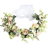 Brikuinr Flower Crown Bride Flower Headband Floral Headpiece Halo Floral Crown Wedding Bridal Party Halloween Photos