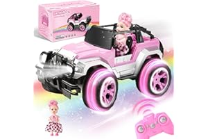 Carox Remote Control Car for Girls, Pink RC Car with Doll and Sticker for Ages 6-10 Years Old Girls, 80 mins with Rechargeable Battery, 1:16 Scale 2.4Ghz, Birthday for Grils,OX11S (Pink)