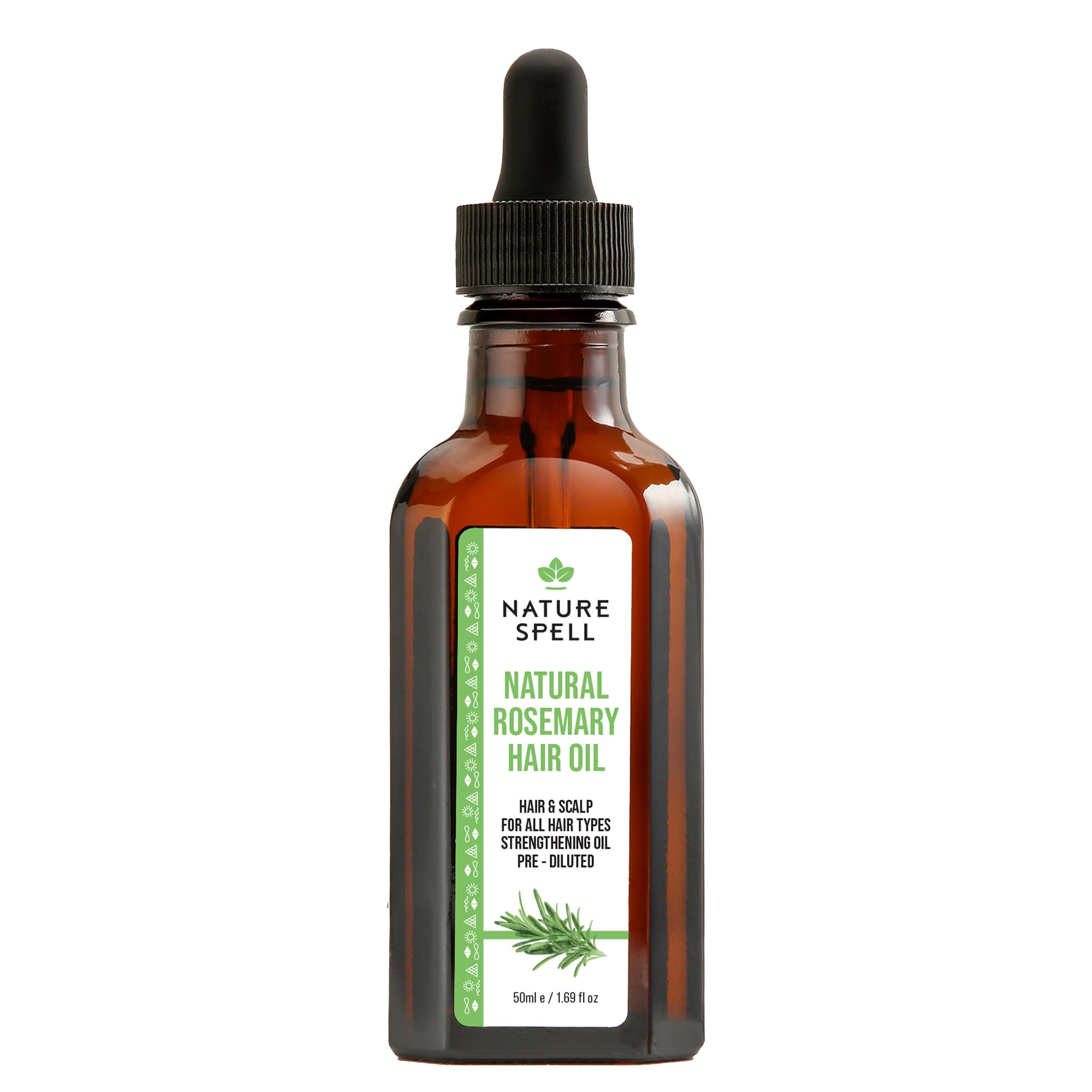 Nature Spell Rosemary Oil for Hair Growth, Pre-Diluted Scalp Oil, Stimulates Growth, Strengthens Dry and Damaged Strands, Nourishes Split Ends, Colour Safe, For All Hair Types, Vegan, 50 ml