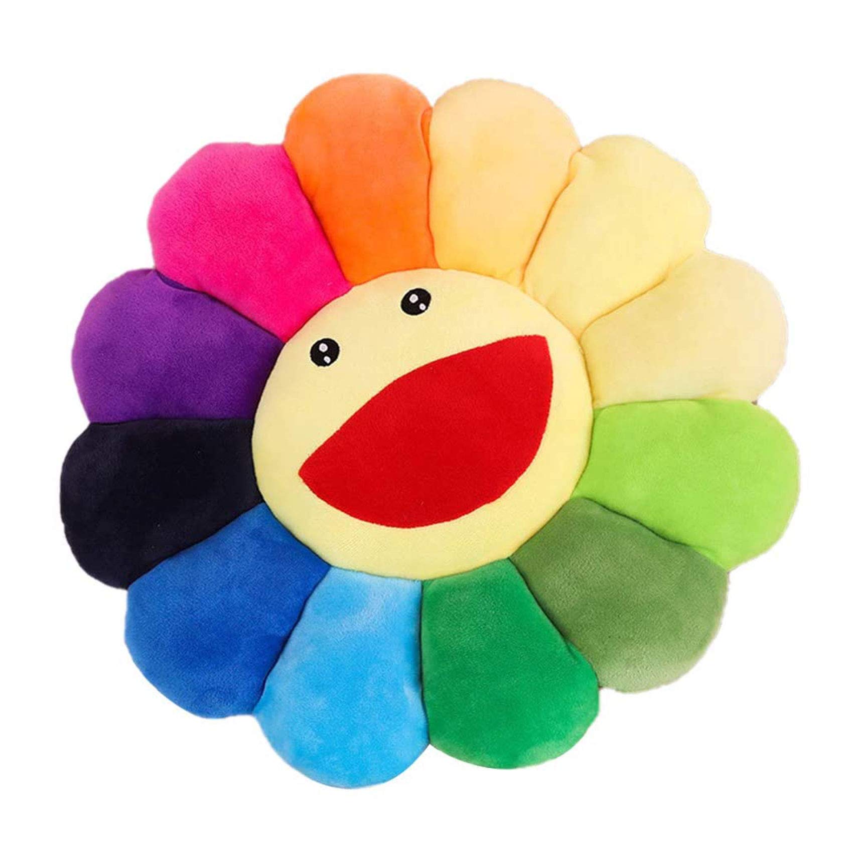 BestTas Sunflower Plush Pillow Flower Shaped Seating Cushion - 17Inch Sunflower Pillow Sofa Chairs Floor Pillow for Kids Reading Nook Watching TV Bed Room Decoration (Rainbow)