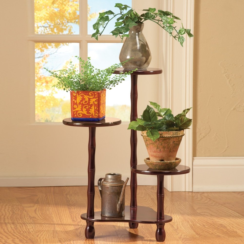 Wooden Tiered Plant Stand, Brown - Buy Online in UAE. | Furniture