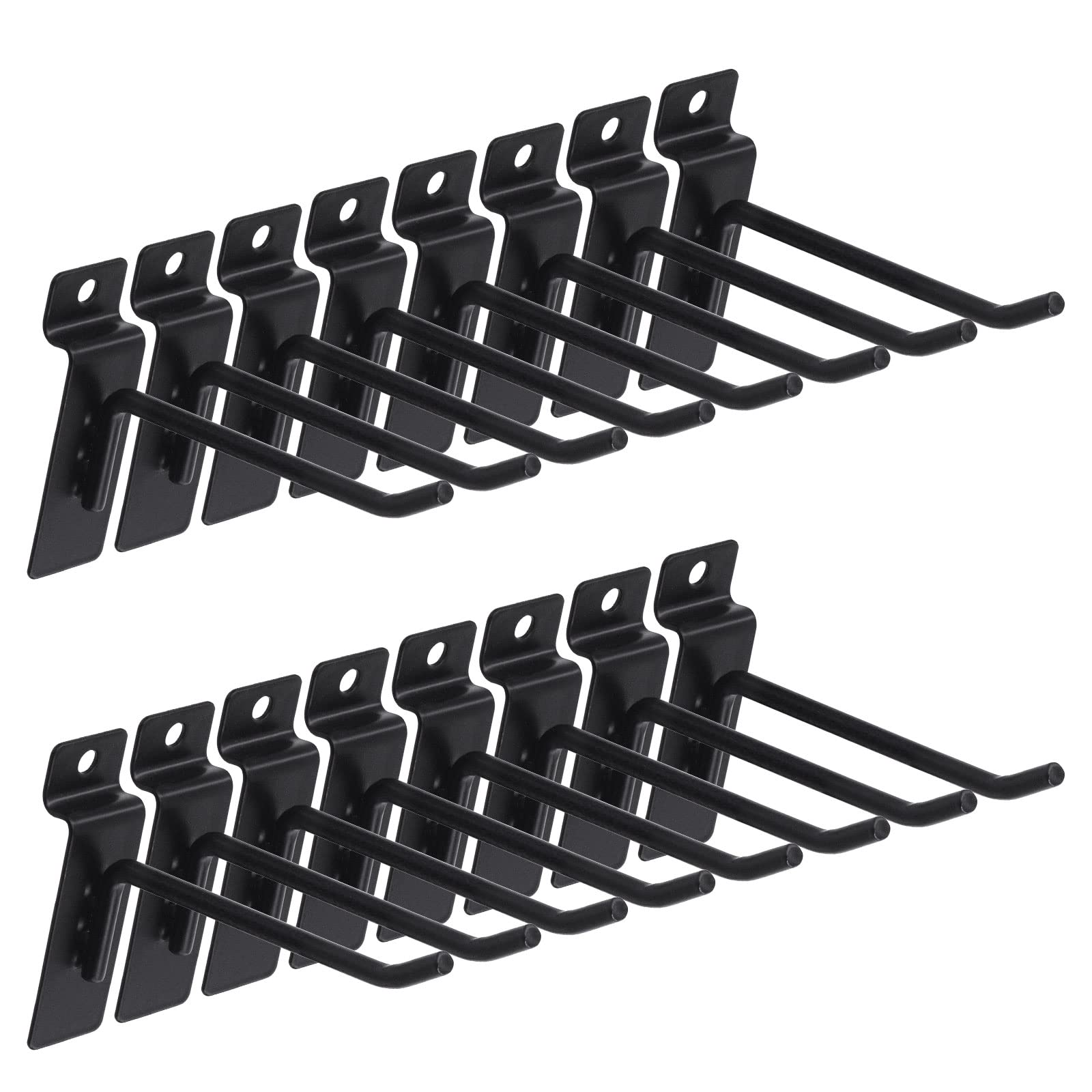 Keadic K1447 20Pcs 4 inch Slatwall Hooks Set Heavy Duty Slat Wall Shelf Brackets Hanging Hook Pegboard Gridwall Panel Hook for Garage Shop Retail Display and Organization (Black)