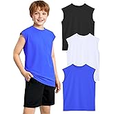 Somaibo 3 Packs Boys Athletic Tank Tops Breathable Mesh Undershirts Quick Dry Sleeveless Muscle T-Shirts for Kids
