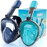 Greatever Full Face Snorkel Mask, Snorkeling Gear for Adults with Latest Dry Top Breathing System and Detachable Camera Mount, Foldable Snorkel Set for Family Snorkeling Trips, Anti-Fog & Anti-Leak