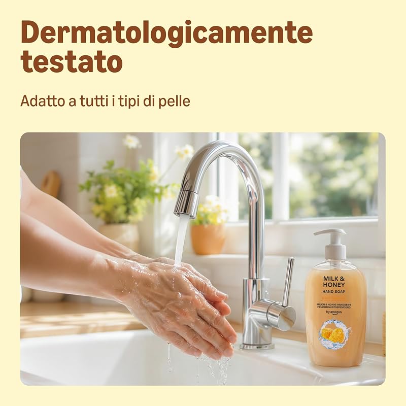 , Sapone per le mani al latte e miele, 4 x 500 ml