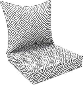 LVTXIII Outdoor Deep Seat Cushion Patio Seat and Back Cushion Set All-Weather Replacement Chair Cushion for Dining Arm Chairs, Wicker Chairs and Garden Furniture Decoration, 25”x25”x5” , MagMaze Grey