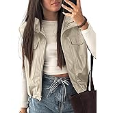 EVALESS Faux Leather Jacket Women Sleeveless Motorcycle Coat Zip Up Vest Jackets Fall Fashion Outfits Winter Clothes