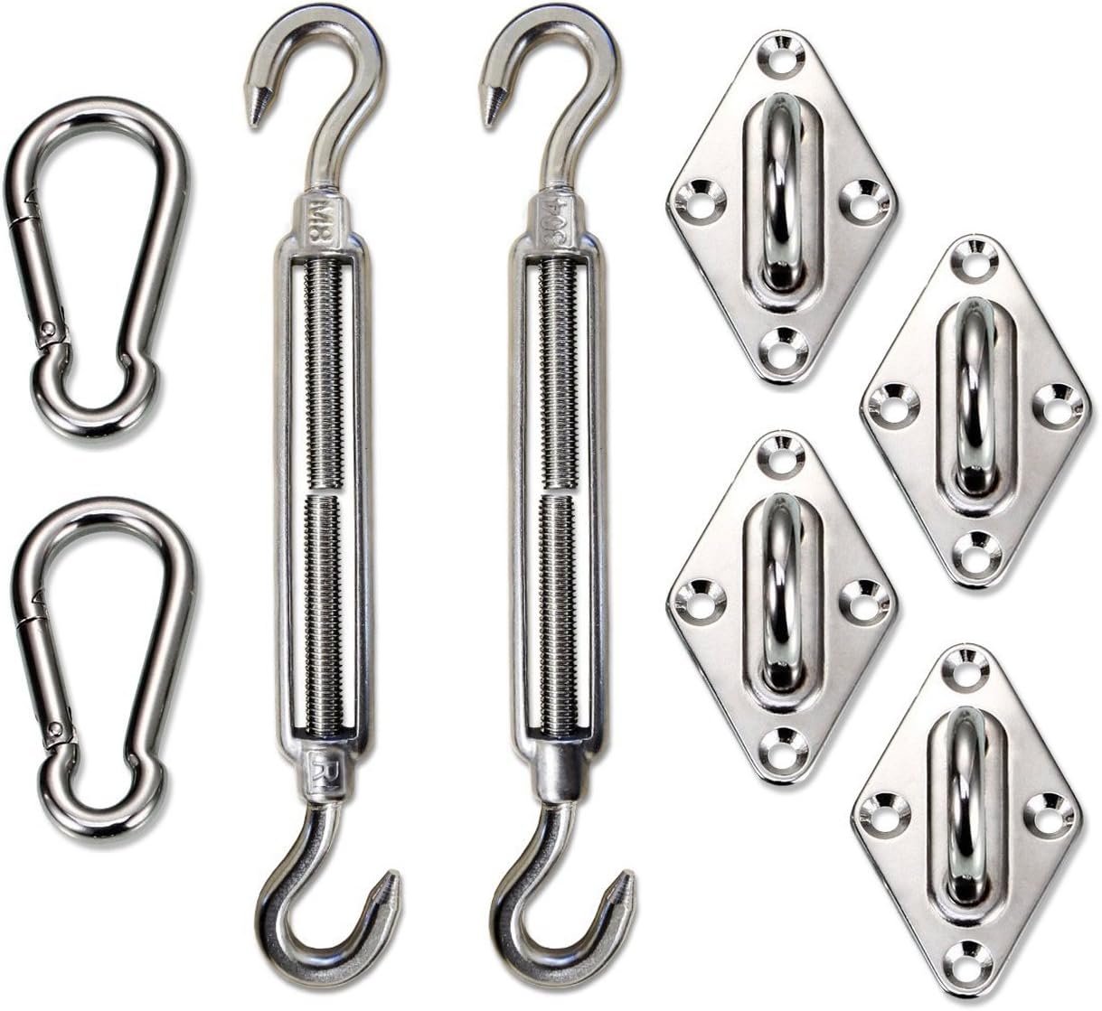 Tourke Sun Shade Sail Hardware Kit Installation for Trigangle Sails, Heavy Duty 8 Pcs