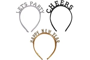 BinaryABC Happy New Years Headband,Lets Party Cheers Headband,2026 New Year Eve Party Favors Gifts,3Pcs