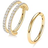 GAGABODY Conch Piercing Jewelry 16g Septum Jewelry Conch Hoop Daith Earrings Surgical Steel Clicker Hoop CZ Lip Rings with CZ Helix Rook Cartilage Piercing Jewelry