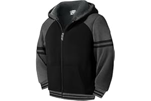 LLdress Boys Hoodie Kids Fleece Sherpa Lined Jacket Youth Zip Up Heavyweight Hooded Sweatshirt Teen Winter Warm Coat