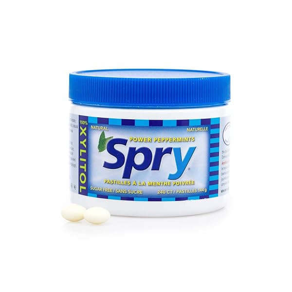 SPRY XYLITOL PEPPERMINT SUGAR FREE CANDY – PROMOTE ORAL HEALTH, INCREASE SALIVA PRODUCTION, STOP BAD BREATH, NON-GMO, GLUTEN-FREE, 240 COUNT (PACK OF 1)