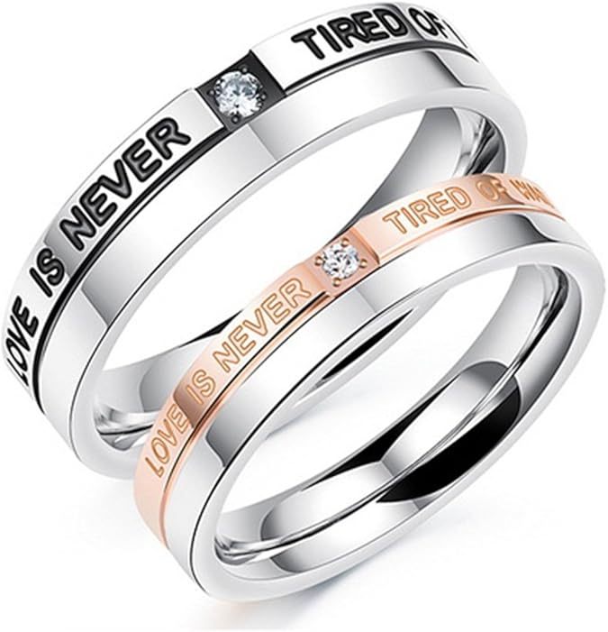 Adisaer Partner Rings for Him and Hers Wedding Ring White Gold Silver