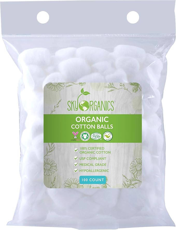 Sky Organics Cotton Balls Organic (100 ct.), Fragrance & ChlorineFree
