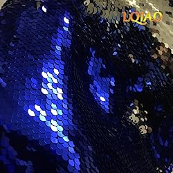 LQIAO Flip UP Mermaid Sequin Fabric-Royal Blue