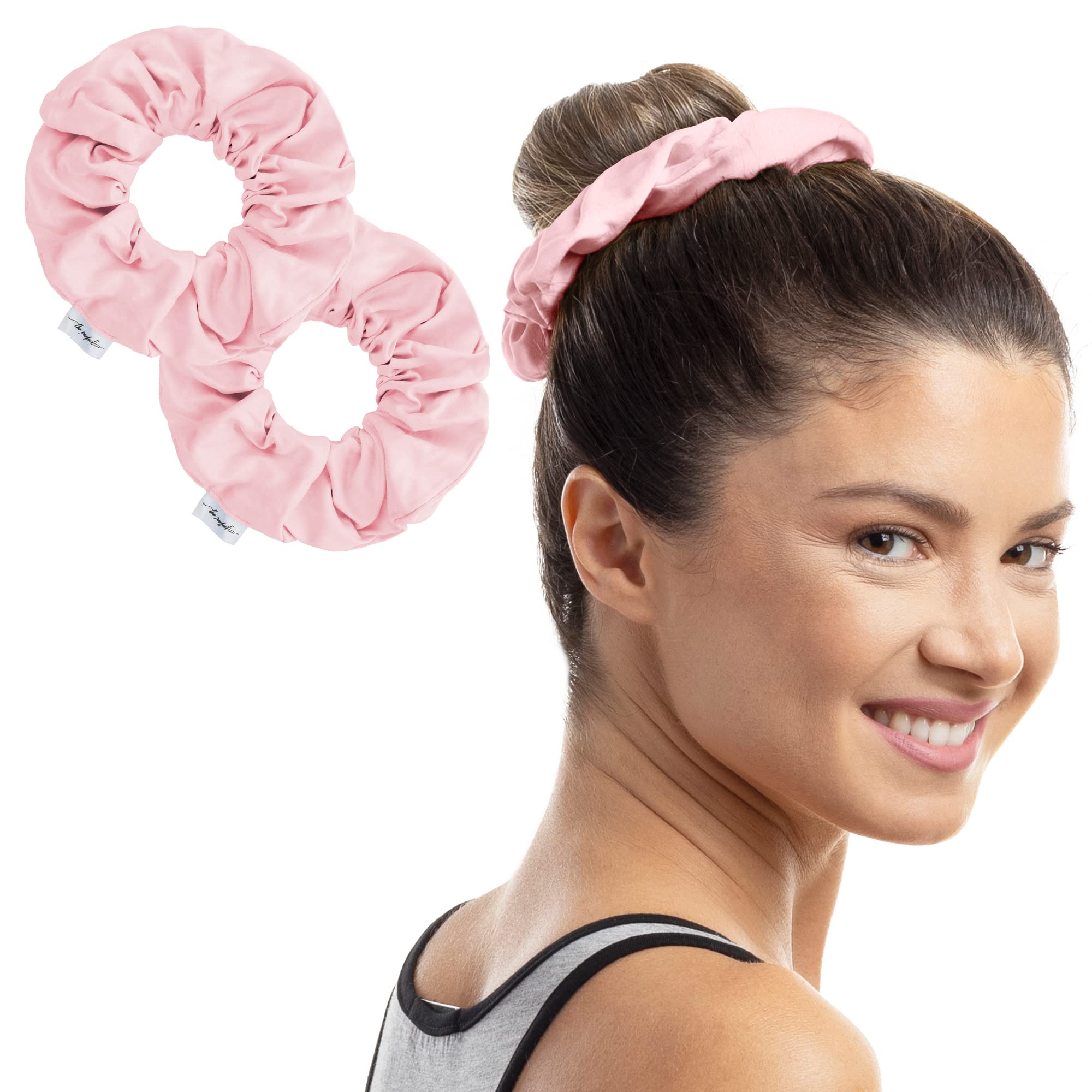 Microfibre Hair Drying Towel Scrunchies by The Perfect Haircare,Anti-Frizz & Silky Smooth,Ponytail,Bun Holder,Quick Drying & Absorbent,for Curly, Wavy, Long & Short Hair (Pink)