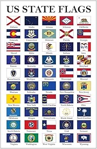 Flags US States Flags Updated 2021 New Mississippi Classroom Chart Educational Decoration Civics American History USA White Cool Wall Decor Art Print Poster 8x12