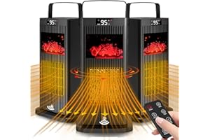 FAMILYJOY Space Heater 2023 New Version, Space Heater Indoor with Infrared Sensor & Mini Fireplace Effect, ECO Oscillating Electric Heater, Space Heaters for Indoor Use, Best Gifts for Men/Christmas/Birthday
