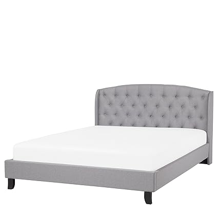 Bett Polsterbett hellgrau mit Lattenrost 140x200 cm Bettgestell Bordeaux