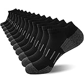 Heatuff Mens Athletic Ankle Socks Moisture Wicking Cushion Running Low Cut Sock 6 Pack