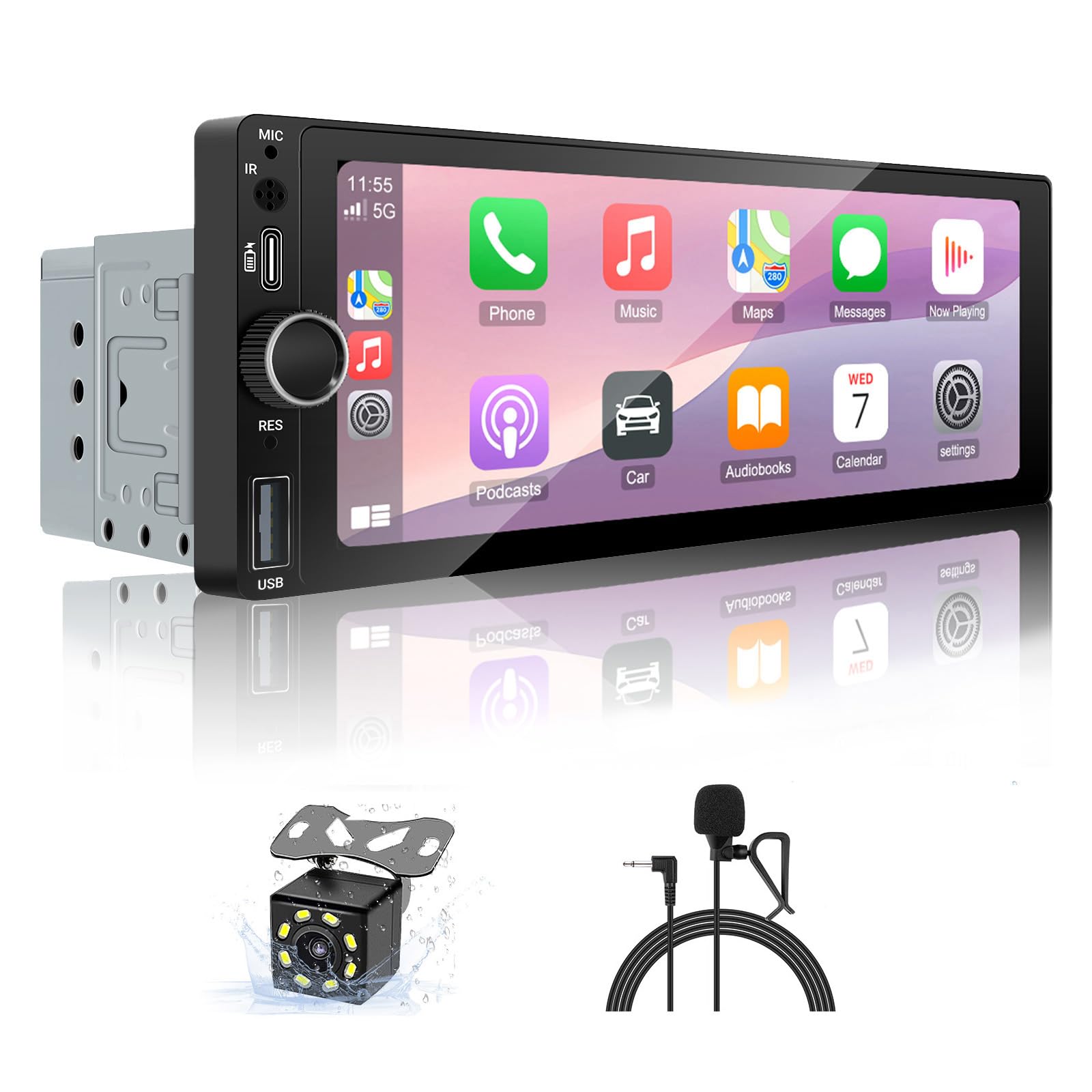 Photo 1 of ?Type-C&USB? Single-Din-Car-Radio with Wireless-Apple-Carplay & Android-Auto,Carplay Screen for Car,6.86 Inch Touchscreen,Bluetooth Handsfree, Backup Camera, FM Radio