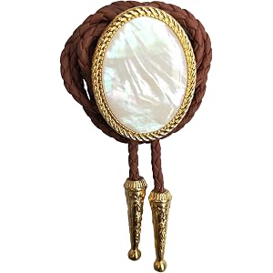 FGJryweSHJ Poirot tie, Cowboy Necklace,Natural Gem Stone Bola Bolo Tie - Brown Leather Wedding Necktie