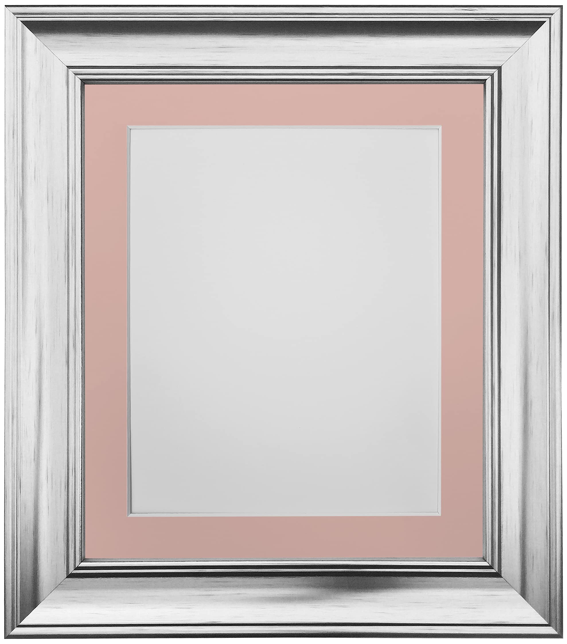 FRAMES BY POST Scandi Vintage Picture Photo Frame, Recycled Plastic, Silver with Pink Mount, 20 x 16 Inch Image Size 40 x 30 cm