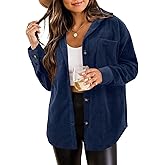 ZOLUCKY Womens Shackets Jacket Plus Size Long Sleeve Button Down Shirts Blouses Tops