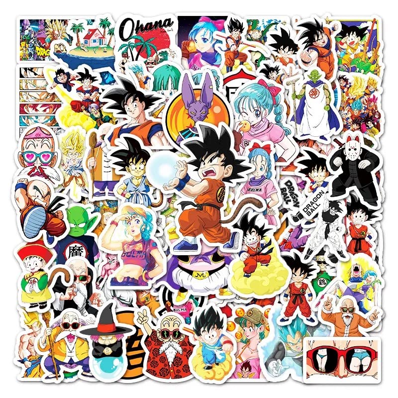 Dragon Ball Z Stickers 100pcs Waterproof Cartoon Anime Sticker for Laptop Water Bottle Motorcycle Bicycle Car Scrapbook Skateboard Luggage, Vinyl Super Saiyan Goku Sticker for Kids Teens