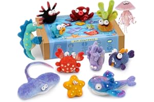 Fedmut Needle Felting Kits for Beginners Adult 12 Sea Animal Supplies with Wool Roving, Felt Art Kit, Wool Felting Kit for DIY Craft Home Decoration Party Supplies for Starters