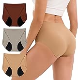 INNERSY Lightweight Period Underwear for Women Silky Seamless High Waisted Panties 3-Pack