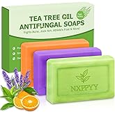 Antifungal Soap-Antibacterial Soap Bar with Tea Tree Oil (3Bars x 2.82oz) | Body &amp; Face Wash for Acne, Folliculitis, Eczema, Body Odor, Jock Itch, Athletes Foot, Ringworm &amp; Tinea Versicolor